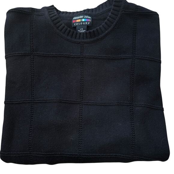 Vintage Colours Alexander Julian Sweater Mens Large Windowpane Black Grandpa Dad - Picture 4 of 7